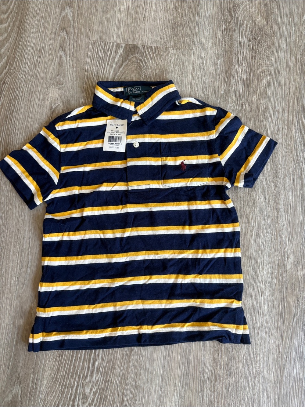 Polo by Ralph Lauren Navy, Yellow & White Striped Polo
